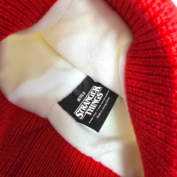 Pom Beanie Knit Hat Stranger Things Embroidered Unisex One Size Brand New - Picture 8 of 11